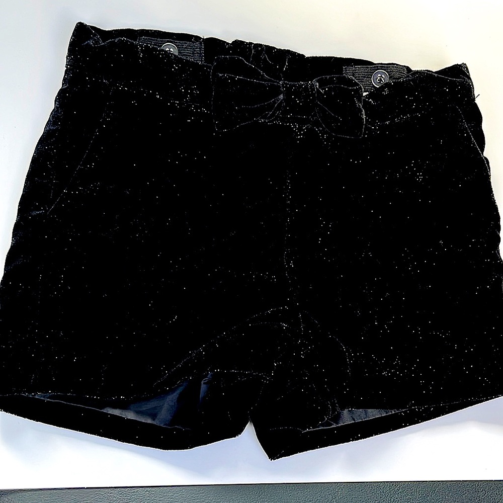 Black dress up shorts with front bow tie